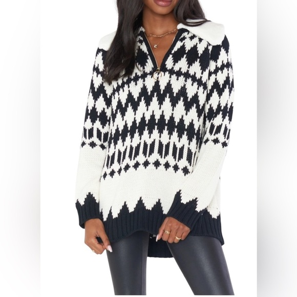 Show Me Your Mumu Sun Valley Black White Sweater Size Medium - Picture 1 of 10